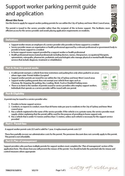 Support Worker Parking Permit Guide and Application .
